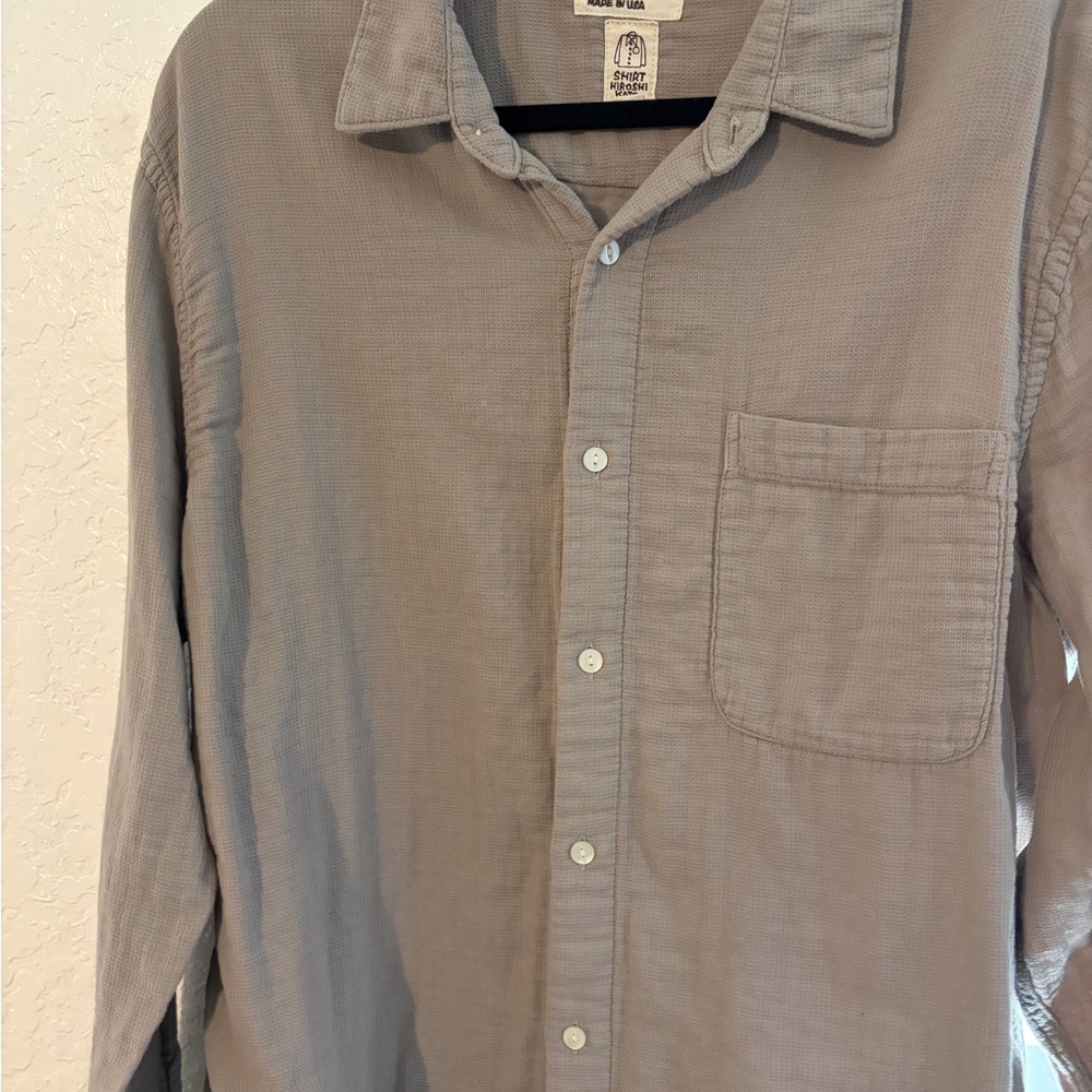 Kato Ripper Gauze Button-Down Shirt in Gray